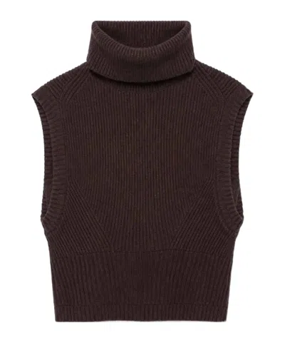 Simkhai Sleeveless High-neck Knit Top In Brown