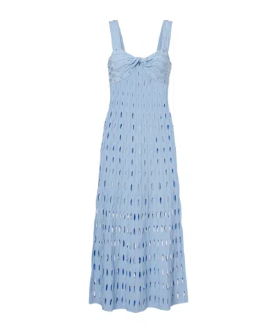 Simkhai Christina Knit Twist-front Midi Dress In Blue