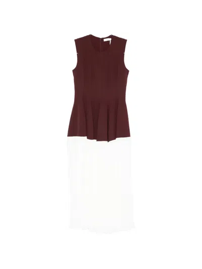 Simkhai Raleigh Midi Dress In Mahogany In Burgundy
