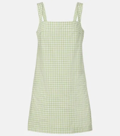 Simkhai Sloan Gingham Cotton-blend Minidress In Green