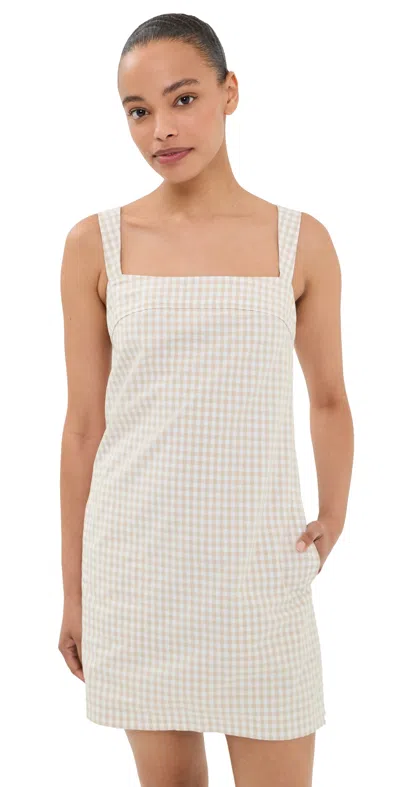 Simkhai Sloan Mini Dress Sand Gingham In Neutral