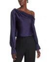 Simkhai Womens Midnight Alice Asymmetric-neck Satin Top In Midnight