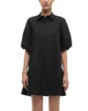 Simkhai Chrissy Puff-sleeve Cotton Poplin Mini Shirtdress In Black