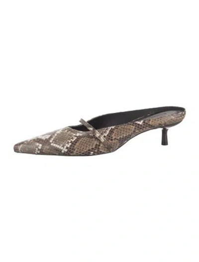 Pre-owned Simkhai Snakeskin Animal Print Mules In Multi