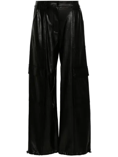 Simkhai Sofia Faux-leather Cargo Trousers In Black