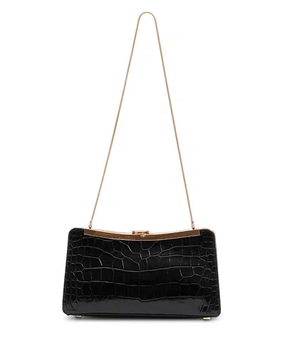 Simkhai Solange Croc Embossed Leather Shoulder Bag In Black