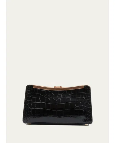 Simkhai Solange Croc-embossed Leather Clutch In Black