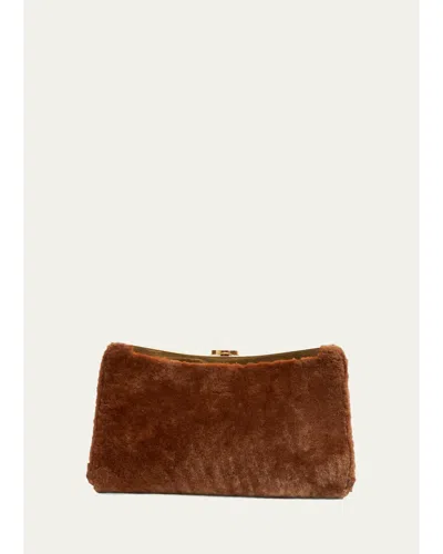 Simkhai Solange Shearling Clutch In Caramel