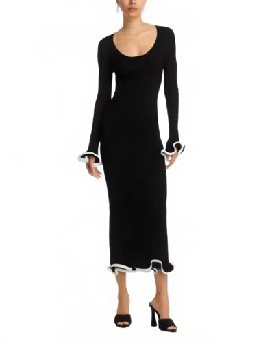 Simkhai Avalon Ruffled Ribbed-knit Mini Dress In Black