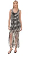 Simkhai Sonia Woven Fringe Tank Dress In Sand Multi