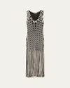 Simkhai Sonia Woven Fringe Tank Dress In Sand Multi