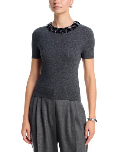 Simkhai Sophie Wool Cashmere Short Sleeve Top In Gray