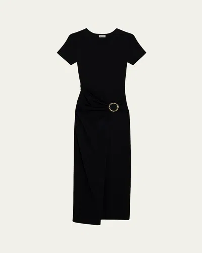 SIMKHAI SOREN GATHERED KNIT T-SHIRT DRESS