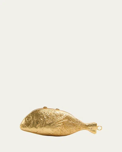 Simkhai Splash Fish Minaudiere Clutch Bag In Gold