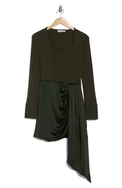 Simkhai Springer Long Sleeve Mixed Media Dress In Green