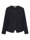 Simkhai Square-neck Buttoned Jacket In Black