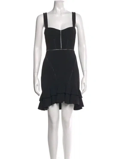 Pre-owned Simkhai Square Neckline Knee-length Dress In Black