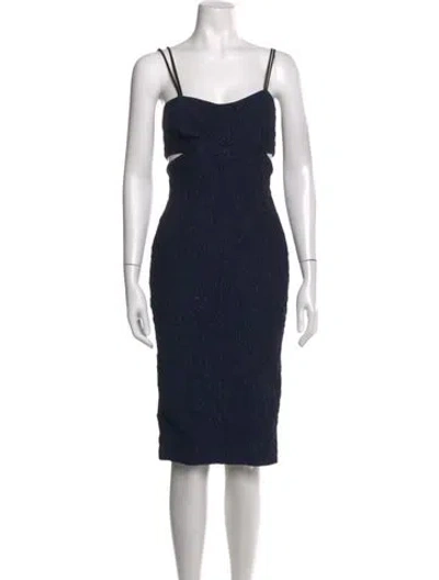 Pre-owned Simkhai Square Neckline Knee-length Dress In Blue