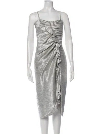 Pre-owned Simkhai Square Neckline Knee-length Dress In Silver