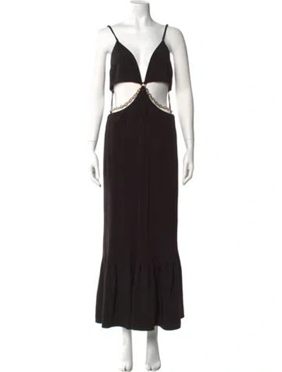 Pre-owned Simkhai Square Neckline Long Dress In Black