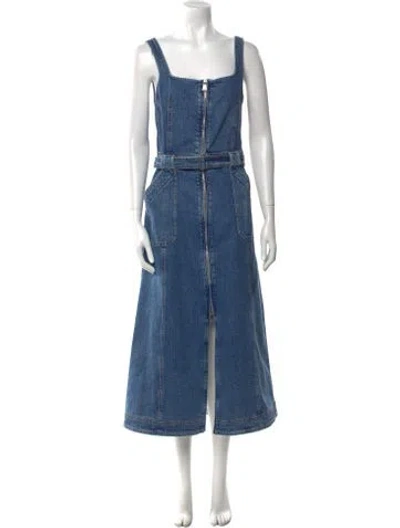 Pre-owned Simkhai Square Neckline Long Dress In Blue