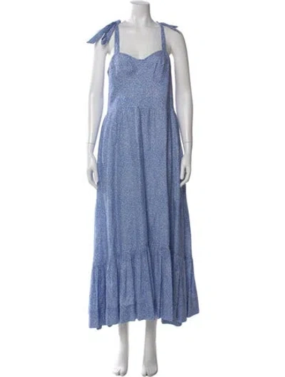 Pre-owned Simkhai Square Neckline Long Dress In Blue