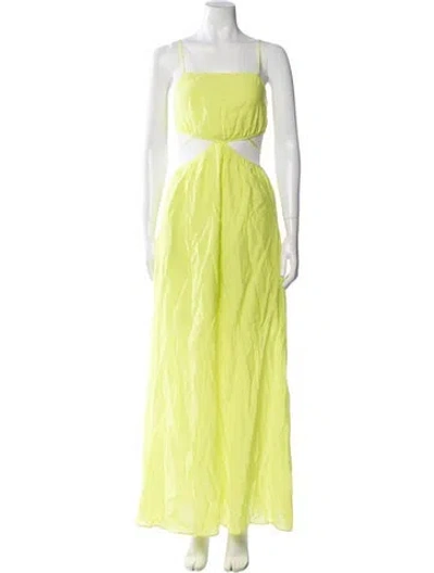 Pre-owned Simkhai Square Neckline Long Dress In Green