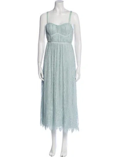 Pre-owned Simkhai Square Neckline Long Dress In Green