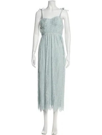 Pre-owned Simkhai Square Neckline Long Dress In Green