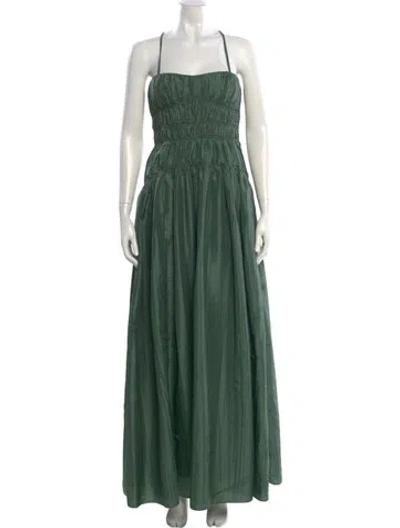 Pre-owned Simkhai Square Neckline Long Dress In Green