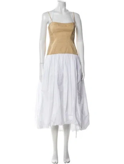 Pre-owned Simkhai Square Neckline Long Dress In Neutral