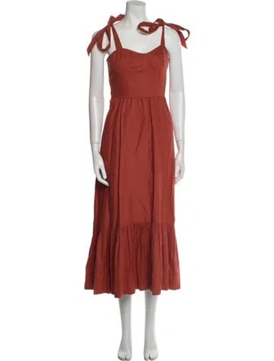 Pre-owned Simkhai Square Neckline Long Dress In Orange