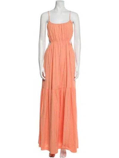 Pre-owned Simkhai Square Neckline Long Dress In Orange