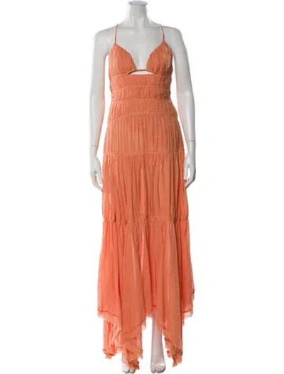 Pre-owned Simkhai Square Neckline Long Dress In Orange
