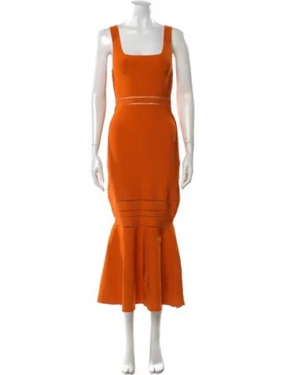 Pre-owned Simkhai Square Neckline Long Dress In Orange