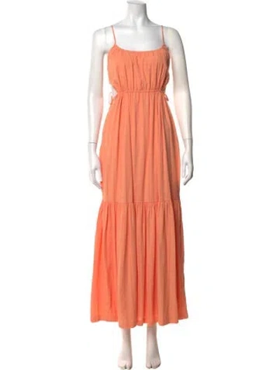 Pre-owned Simkhai Square Neckline Long Dress In Orange