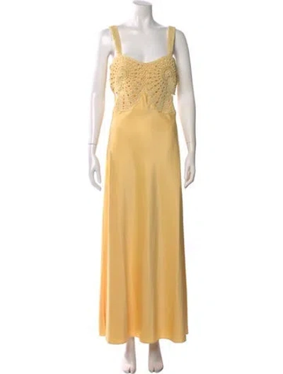 Pre-owned Simkhai Square Neckline Long Dress In Yellow