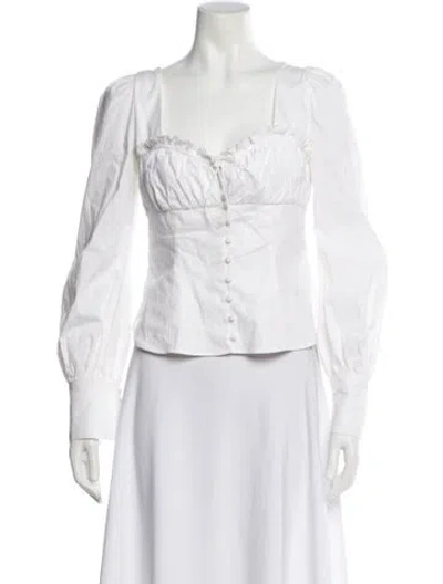 Pre-owned Simkhai Square Neckline Long Sleeve Blouse In White