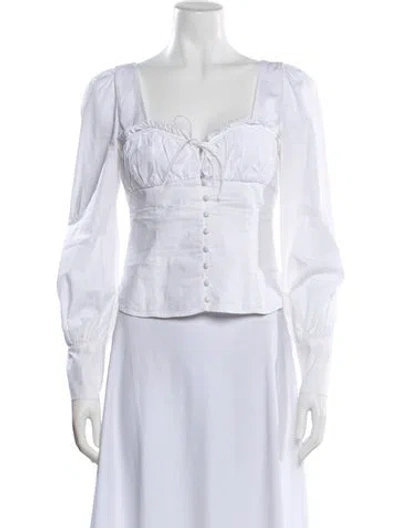 Pre-owned Simkhai Square Neckline Long Sleeve Blouse In White