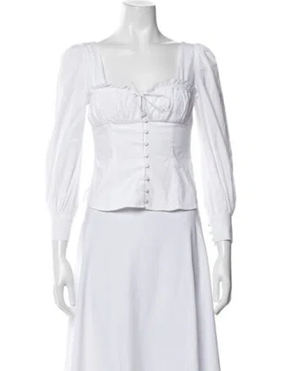 Pre-owned Simkhai Square Neckline Long Sleeve Blouse In White
