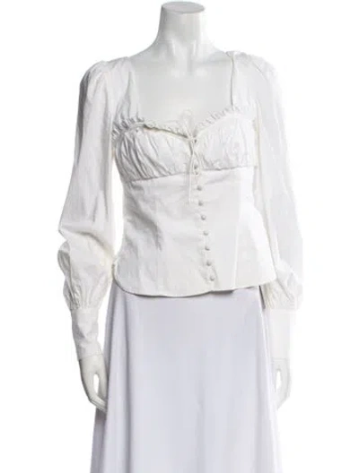 Pre-owned Simkhai Square Neckline Long Sleeve Button-up Top In Neutral