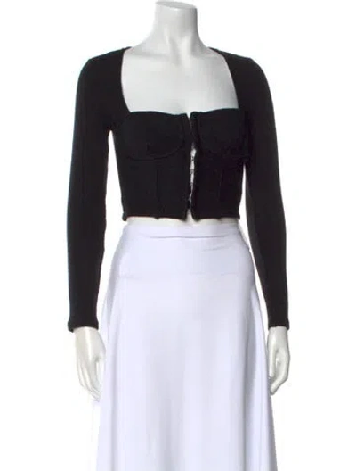 Pre-owned Simkhai Square Neckline Long Sleeve Crop Top In Black