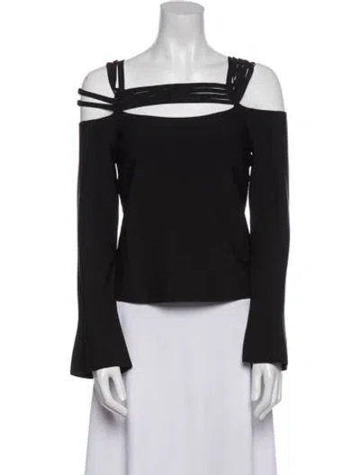 Pre-owned Simkhai Square Neckline Long Sleeve Crop Top In Black