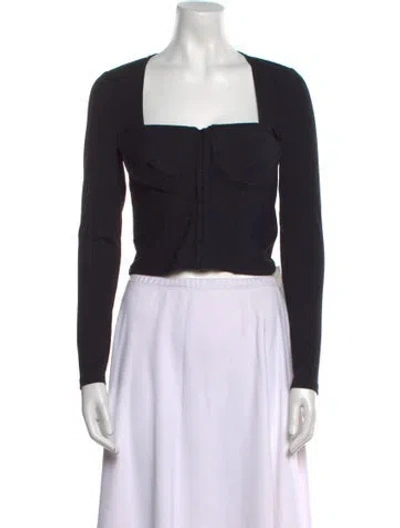 Pre-owned Simkhai Square Neckline Long Sleeve Crop Top In Blue