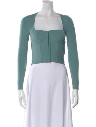 Pre-owned Simkhai Square Neckline Long Sleeve Crop Top In Multi