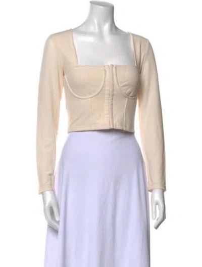 Pre-owned Simkhai Square Neckline Long Sleeve Crop Top In Neutral