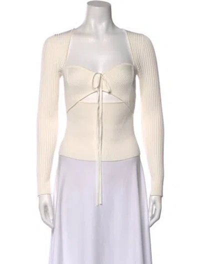 Pre-owned Simkhai Square Neckline Long Sleeve Crop Top In Neutral