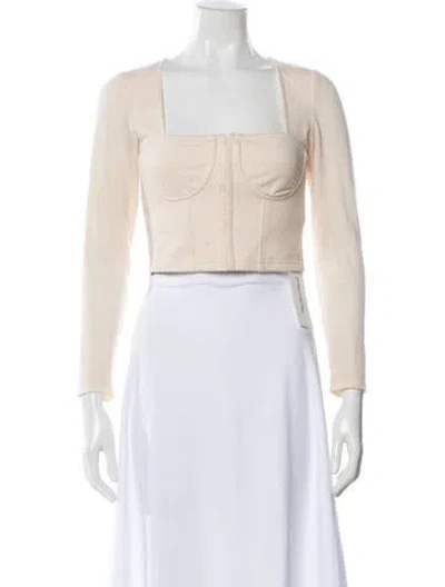 Pre-owned Simkhai Square Neckline Long Sleeve Crop Top In Neutral