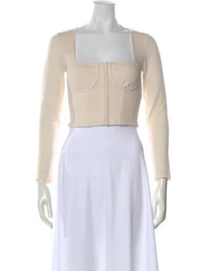 Pre-owned Simkhai Square Neckline Long Sleeve Crop Top In Neutral