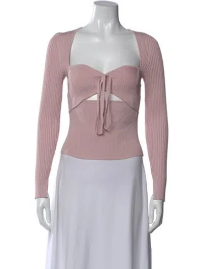 Pre-owned Simkhai Square Neckline Long Sleeve Crop Top In Pink